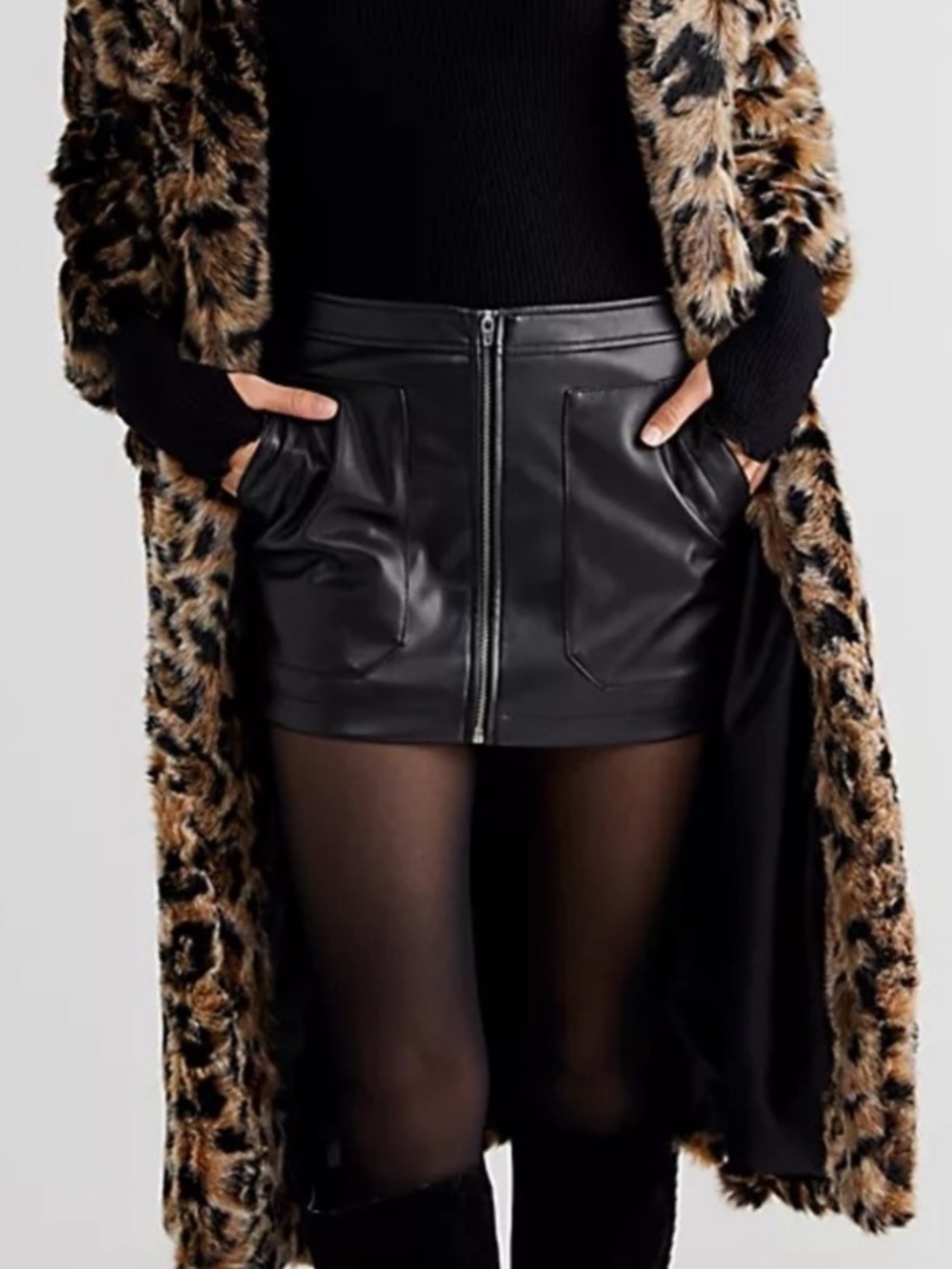 Free People Maya Mod Vegan Leather Mini Skirt
